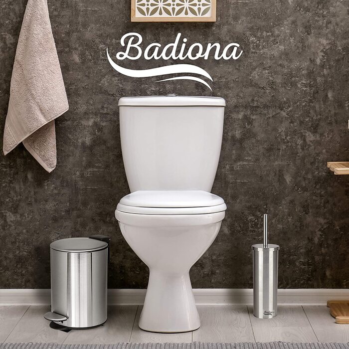Косметичне відро BADIONA для ванної кімнати, 3 л, автоматичне опускання з нержавіючої сталі відро для ванної кімнати, Срібне косметичне відро для ванної кімнати