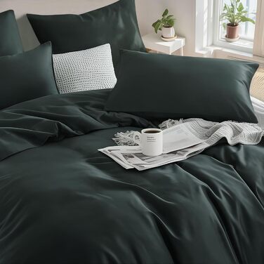 Комплект постільної білизни RUIKASI з бавовни 4-х частинний (200x200 см) сірий - комплект постільної білизни з ремінцем, двоколірний комплект 2 шт. антрацит та світло-сірий