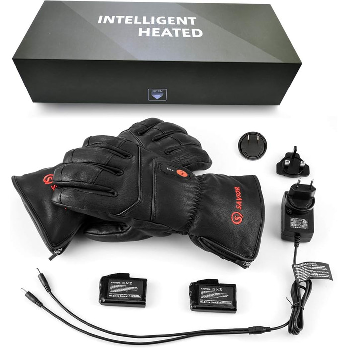 Обогревні рукавички SAVIOR HEAT для чоловіків та жінок, рукавички з підігрівом для зимового катання на лижах та ковзанах, рукавички для артриту, акумулятор 7.4V 2200mAh, USB-зарядка, чорний (XS)