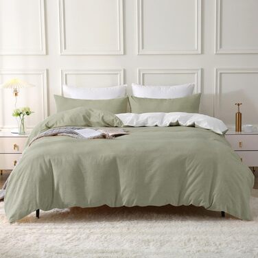 Набір постільної білизни SOULFUL 155x220, бавовна, з блискавкою, текстура як stone washed льон, 1.5 спальне ліжко, 2 шт. (Vintage Green)