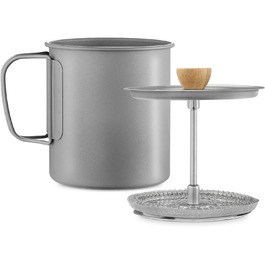 Титанова чашка Navaris з френч-пресом з нержавіючої сталі - 750 мл - Кавоварка френч-прес Ø 9,5 х 11 см - Кавоварка для пресування - також для чаю