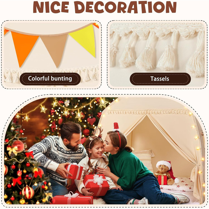 Дитячий намет-тіпі Сумбабебі: великий, з прапорами. Ідеально для гри в приміщенні. Підходить для хлопчиків та дівчаток. Дитячий ігровий будиночок, намет-тіпі для малюків, ігровий намет для дитячої кімнати. Чудовий подарунок!