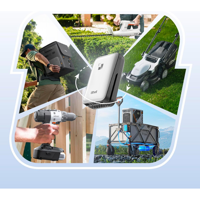 Акумуляторний газонокосарка Litheli 20V, ширина зрізу, до 200 м², кошик 30л, висота зрізу 25-65 мм, з акумулятором 4.0 Ah (33 см, Brushless)