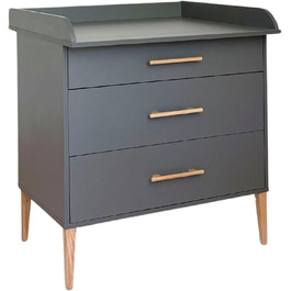 Комод для переодягання дитини ATB ILA з пеленальним столиком, 101 x 85 x 75 см, комплект для дитячої кімнати, функціональні меблі, зручний для малюків з шухлядами, білий/сірий