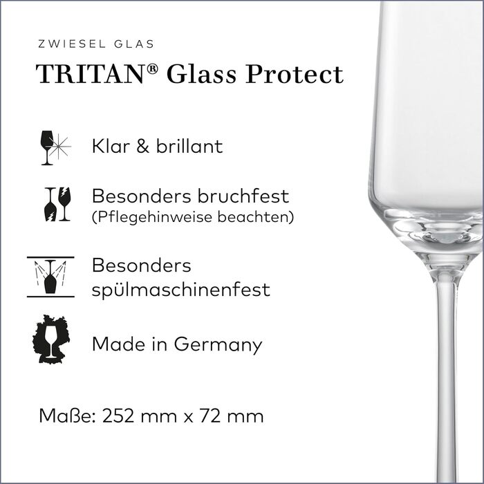 Набір для романтичного вечора Zwiesel Glas Date Night Pure (4 шт.): келихи для шампанського (297 мл) та червоного вина (540 мл), Tritan®-кришталь, Made in Germany