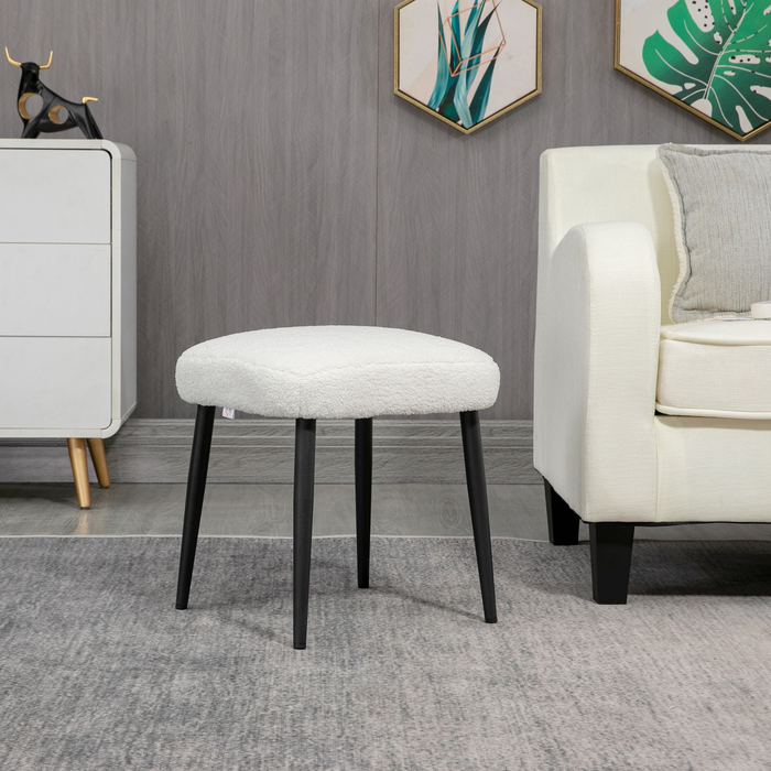 Табурет для макіяжу HOMCOM Footstool Square Ottoman Cashmere Look зі сталевими ніжками для вітальні Спальні кремовий 42x42x47см
