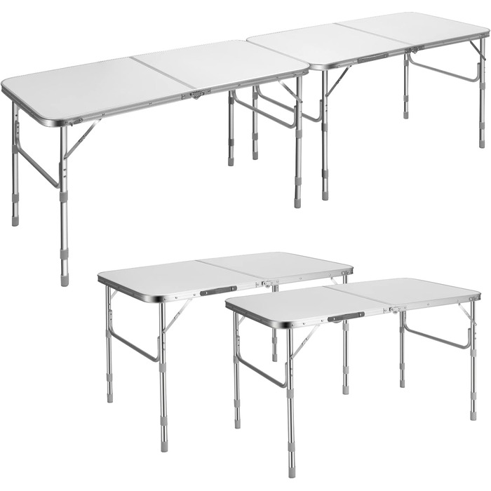 Багатоцільові розкладні столи COSTWAY з 2 частин, регульований по висоті висувний кемпінговий стіл, портативний розкладний стіл з ручкою для перенесення, шпалерний стіл Садовий стіл для пікніка, саду, патіо