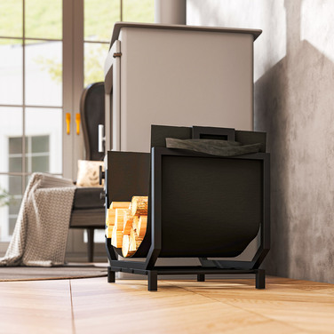Стійка для дров Outsunny, 53 x 33 x 43 см, з мішком для перенесення, металева, чорна