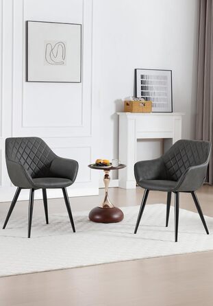 Крісла для їдальні WOLTU, 2 шт. в наборі, для кухні та вітальні, з м'якими сидіннями та підлокітниками, зелені, метал, штучна шкіра BH153gn-2