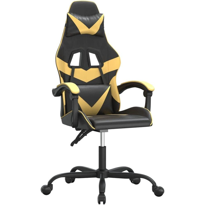 Ігрове крісло VidaXL, крісло, що обертається, офісне крісло, крісло, що обертається, спортивне Крісло, офісне крісло, робочий стіл, комп'ютерне крісло, чорний, зелений, штучна шкіра (без підставки для ніг, чорний і золотий)