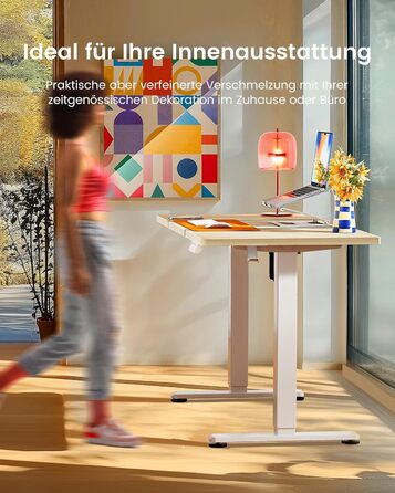 Електричний регульований стіл ErGear 160x80 см з пам'яттю, для дому та офісу, з'єднувальна панель 120x60 см, світле вінтажне дерево