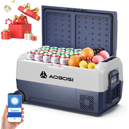 Кühlbox AAOBOSI Kompressor 60L з WiFi керуванням, 12/24/240V, -20°C до 20°C. Двозонна холодильна сумка для авто, вантажівки, човна, кемпінгу.