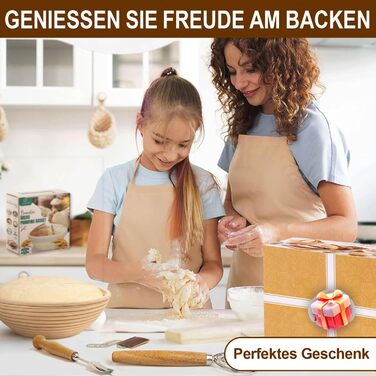 Набір для закваски з 21 елементом: 2 гільзи (23 см круглі, 25 см овальні), скляна тара 900 мл для заквашування, аксесуари для випікання хліба для початківців та професіоналів