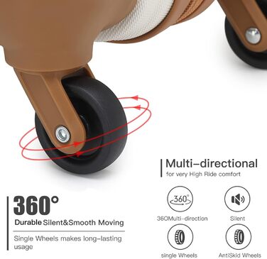 Чемодан-валіза KONO Trolley: легкий, з ABS-пластику, середній, 4 колеса, кремовий