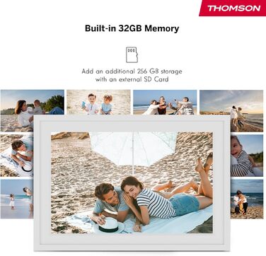 Фоторама Thomson Fotorahmen 10 дюймів: IPS FHD, сенсорний екран, 32 ГБ, Wi-Fi, для iOS/Android (біла)