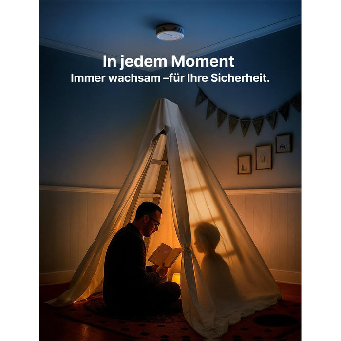 X-Sense Розумний димовий датчик з Wi-Fi, EN 14604, нічний режим, 10 років служби, змінна батарея, керування через додаток, XS0E-iR, білий