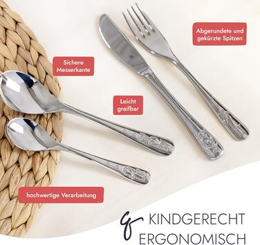 Дитячий столовий прилад WMF Safari з гравіюванням імені - індивідуальний столовий прилад WMF з гравіюванням, персоналізований подарунок - хрещення, персоналізовані ідеї подарунків для дівчаток та хлопчиків - дитячий набір столових приладів на 4 особи