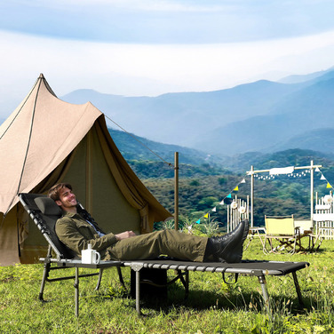 Шезлонг для відпочинку на сонце, розкладний садовий шезлонг з подушкою для голови, лежак з регульованою спинкою у 5 положеннях, до 120 кг
