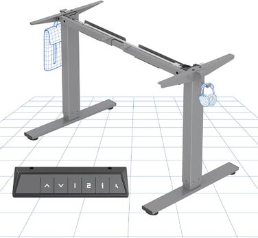 Електричний регульований стіл FlexiSpot з пам'яттю висоти та LED-дисплеєм, сірий (EN1)