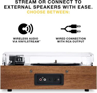 Програвач вінілу Victrola Eastwood II, чорний, з Bluetooth 5.1, вбудованими динаміками, технологією Vinyl-Stream, трьома швидкостями та картриджем Audio Technica AT-3600LA, ретро дизайн