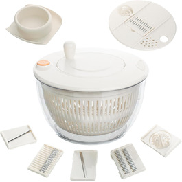 Салатниця-швидкообертач Cozary 4.5L 7-в-1: миття, сушіння, нарізка овочів та фруктів