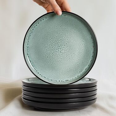 Набір посуду Twinzee Steingut 24 елементи для 6 осіб: тарілки та миски - серія Riviera (Sage, маленькі тарілки (x6))