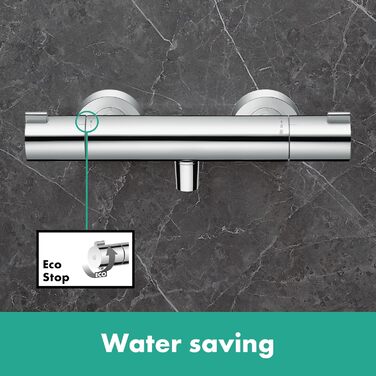 Змішувач для ванної Hansgrohe Ecostat - n Aufputz з термостатом, обмежувачем температури 40°C, для 2 споживачів (хром)