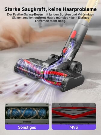 Бездротовий акумуляторний пилосос MONSGA з великою потужністю 45000Pa, до 50 хвилин роботи, дисплеєм, антизаплутана насадка, самостійна парковка, настінна зарядка, 8-шарова фільтрація, безщітковий двигун, для твердих поверхонь, килимів, шерсті тварин та а