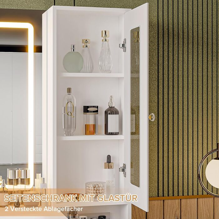 Дзеркальний туалетний столик Belife з підсвічуванням та 7 шухлядами, з розеткою та 3 кольорами світла для спальні (V3)