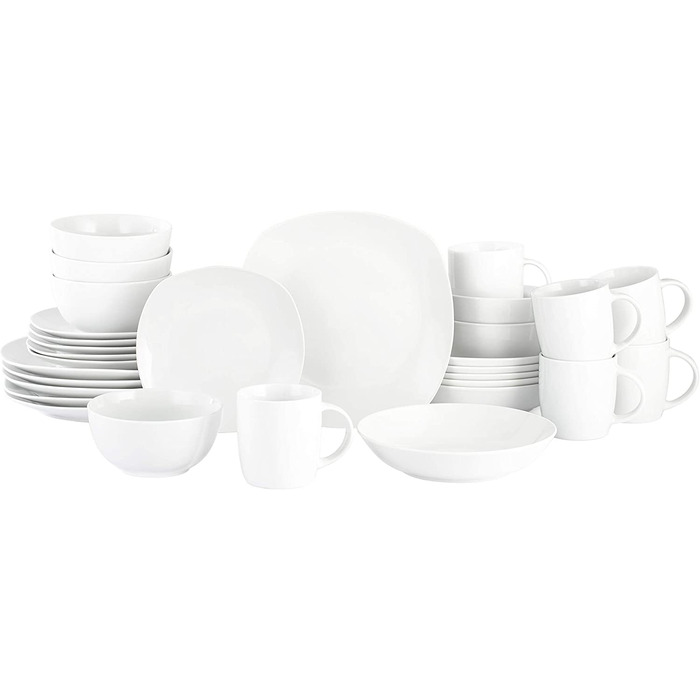 Щоденний набір посуду / Набір з 30 предметів для 6 осіб / порцелянова універсальна Біла кутова форма купе / Waterside England by R