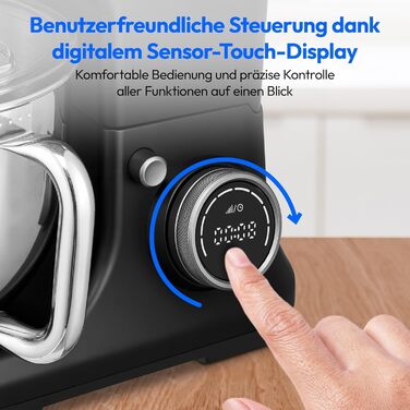 Кухонна машина MEDION MD18430: 3 в 1 (міксер, м'ясорубка, кухонний комбайн), 5 л чаша з нержавіючої сталі, 1200 Вт, цифровий дисплей, чорний