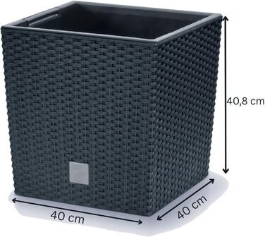 Квадратний горщик для квітів Prosperplast Rato, антрацит, 64 л, 39x39x40,5 см