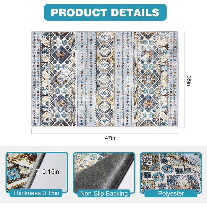 Килимок під офісний стілець 90x120 см, захист для підлоги, антиковзаюча підкладка, для ламінату та плитки (90 x 120 см, блакитно-коричнева геометрія)