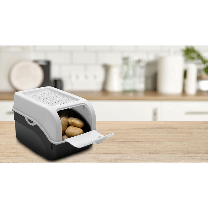 ARTECSIS Коробка для зберігання картоплі, білий колір, набір 2 шт. з кришкою, для 4 кг, з наліпками