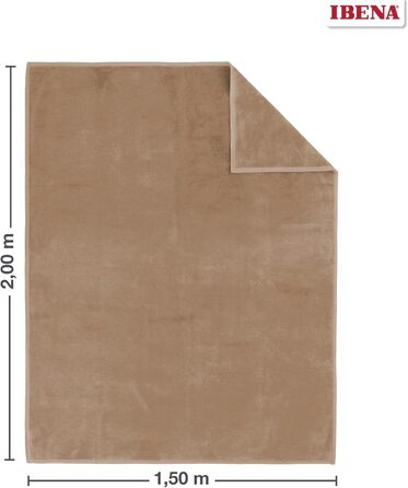 Затишна ковдра IBENA Porto 150x200см - жива ковдра, коричнева, бавовняна суміш, м'яка та легка у догляді