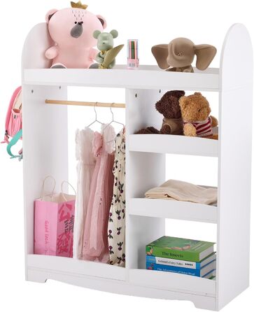 Дитяча шафа LALAHO для дитячої кімнати з 5 відкритими полицями та 3 гачками (біла)