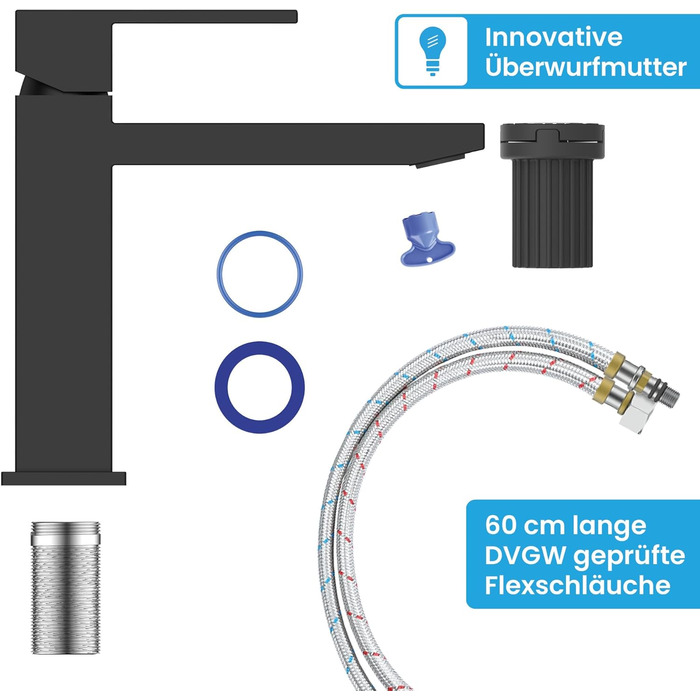 Змішувач для ванної кімнати Bächlein Imatra чорного матового кольору, однорідний важіль, сучасний дизайн