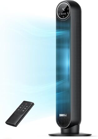 Dreo Smart Tower Fan - Безшумний вентилятор з керуванням через додаток та голосовим управлінням, 90° обертання, 4 режими, 4 швидкості, таймер 8 годин, Nomad One S, чорний