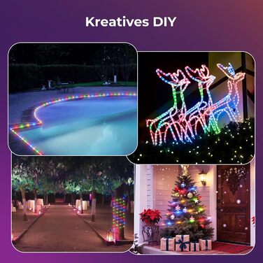 LED гірлянда для декорування: 24 лампочки, 12 м, RGB, тепле біле світло, 8 режимів, таймер, димування. Підходить для дому, саду, балкону, вечірки, весілля, святкування Різдва.