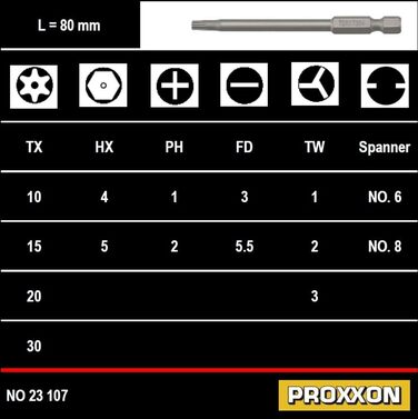 Набір захисних насадок PROXXON, рукоятка для викруток, 75 предметів, 23107