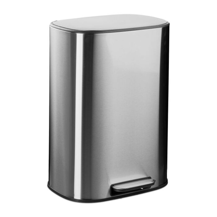 Relaxdays 50-Liter Stainless Steel Kitchen Trash Can