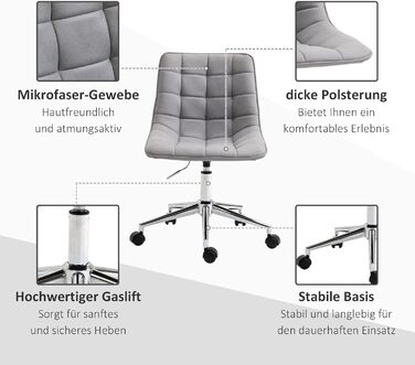 Крісло офісне Vinsetto, поворотне, регульоване по висоті, сірого кольору, 60x60x90 см