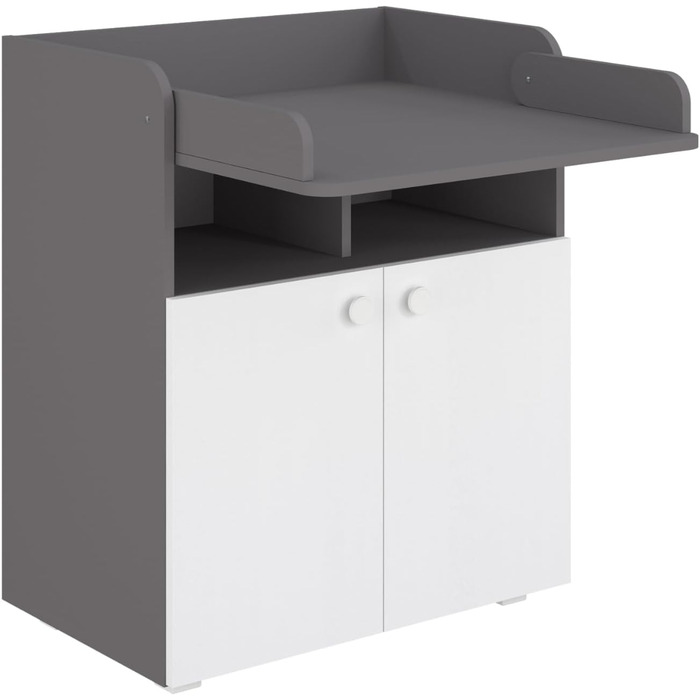 Комод для дитячої кімнати Shefa Wickelkommode 700 Teddy, білий - сучасний комод для немовлят, 47 x 70 x 86 см, білий/сірий