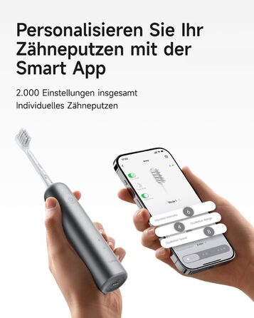 Електрична звукова зубна щітка Laifen Wave з 3 насадками, сіра, водонепроникна (IPX7), з магнітною зарядкою, для дорослих