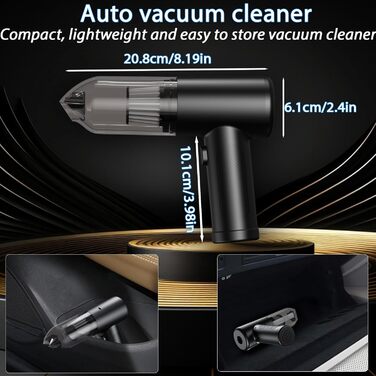 Акумуляторний ручний пилосос NEU 2026 для авто та дому, бездротовий міні-пилосос 28000Па з безщіточним двигуном та функцією самоочищення, 4-в-1, чорний з золотом
