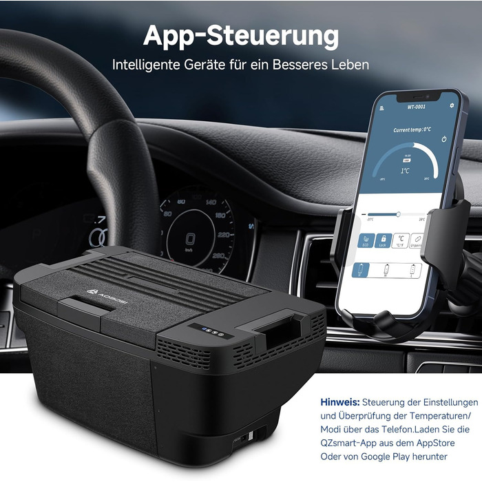 Компактний компресорний холодильник AAOBOSI 35L з Wi-Fi, USB, 12/24/240V для авто, кемпінгу та подорожей