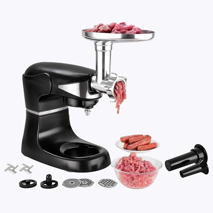 Кухонна машина Venga VG M 3014 з чашею 5 л з нержавіючої сталі, 1000 Вт, 4 насадки, рецепти, чорний колір