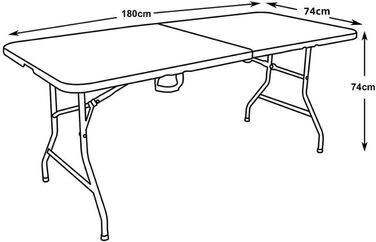 Багатофункціональний розкладний стіл на 4 особи Розкладний стіл Кемпінговий стіл Кемпінговий стіл Садовий стіл Фуршетний стіл з ручкою для перенесення 180x75x74см макс. 200кг, 370