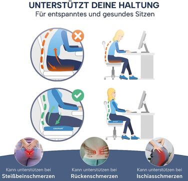 Ортопедична подушка для сидіння, подушка для куприка на офісне крісло. Ергономічна підкладка під сидіння підвищує комфорт, знімає біль, покращує кровообіг та полегшує навантаження на куприк.