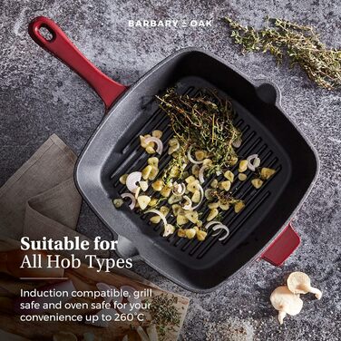 Сковорода-гриль Barbary & Oak BO800256GRN з емальованим покриттям, зелений, 26 см